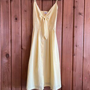 Yellow A-Line Tie Front Midi Sundress